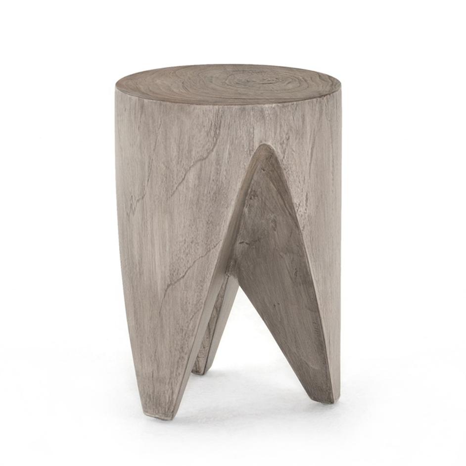 Petros Outdoor End Table In Weathered Grey by FOUR HANDS