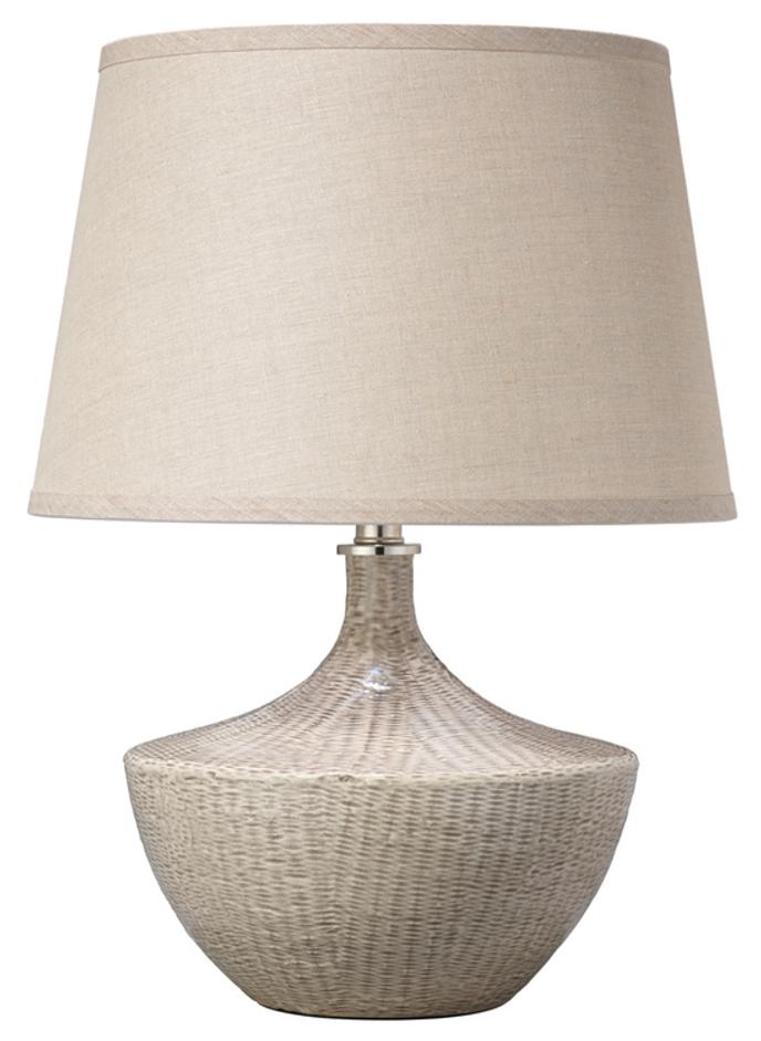 Basketweave Ceramic Table Lamp with Linen Shade by Jamie Young