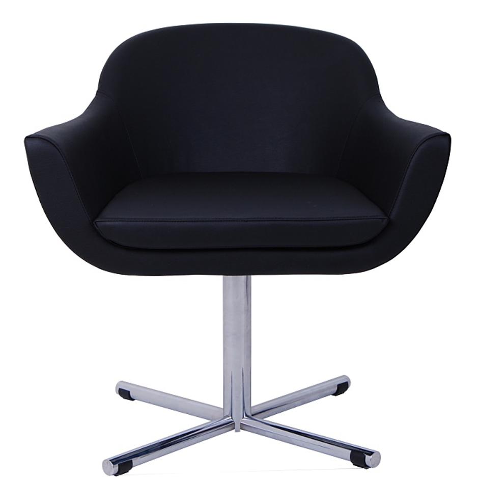 Chelsea Swivel Lounge In Black Leather by Nuans Design