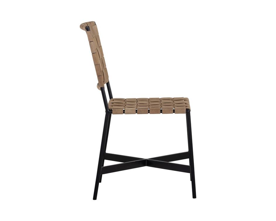 Omari Dining Chair - Black - Light Tan Leather by Sunpan