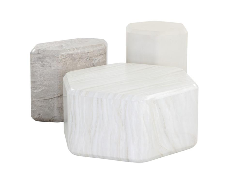 SPEZZA SIDE TABLE - LOW - MARBLE LOOK - GREY by Sunpan