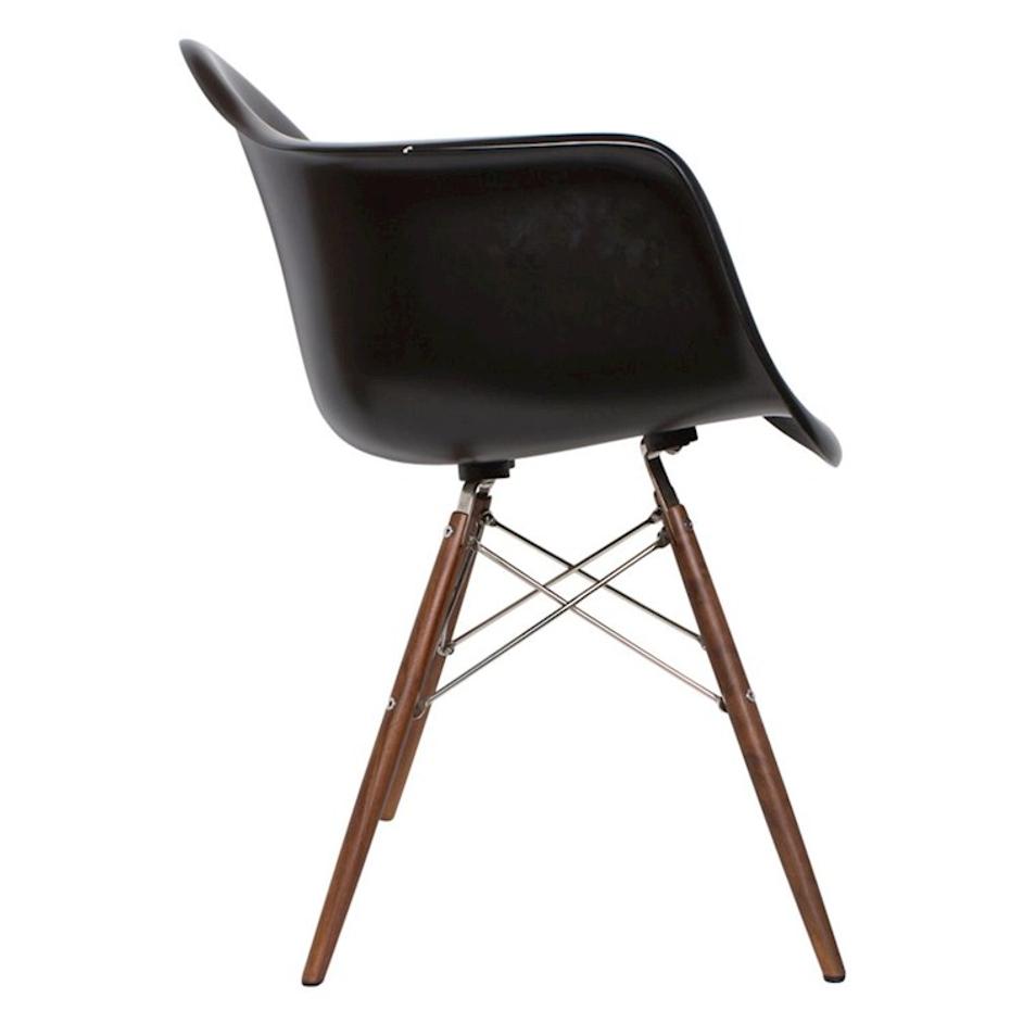 Lorena Fiberglass Arm Chair - Black Matt/Walnut/SS by Aeon Furniture