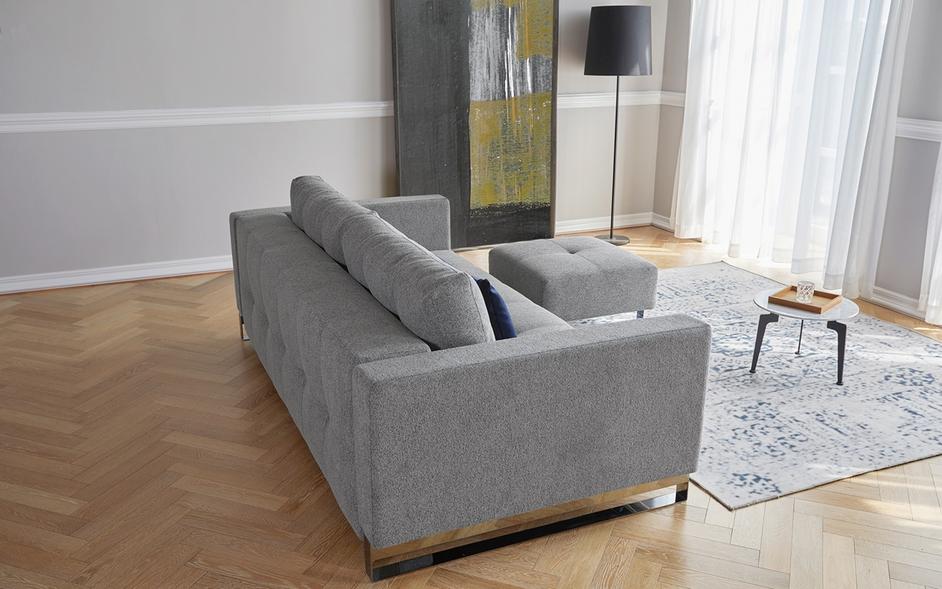 CASSIUS D.E.L. SLEEPER SOFA in MELANGE LIGHT GREY FABRIC WITH Chrome legs 538 by INNOVATION USA