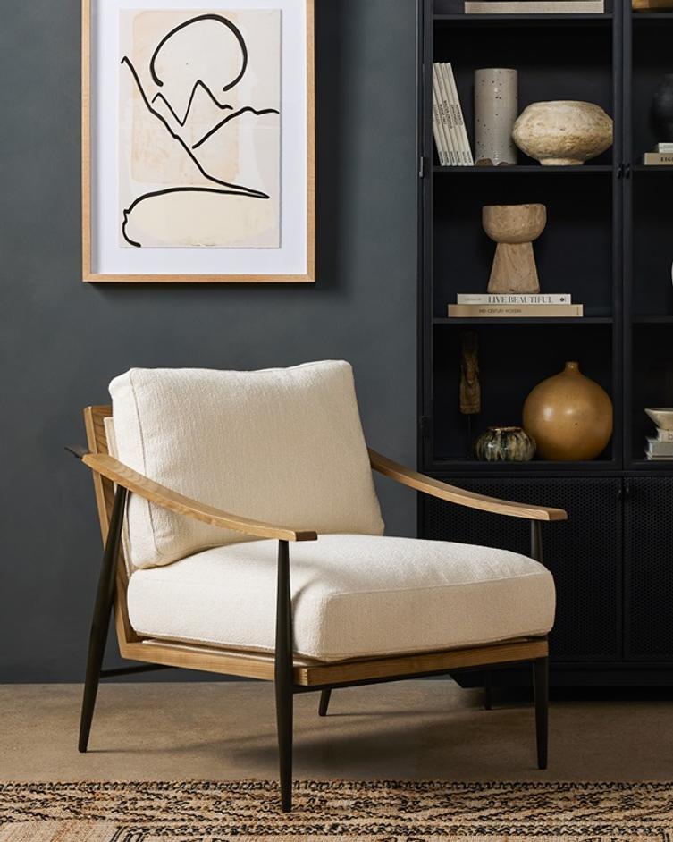 Kennedy Chair In Kerbey Ivory by FOUR HANDS