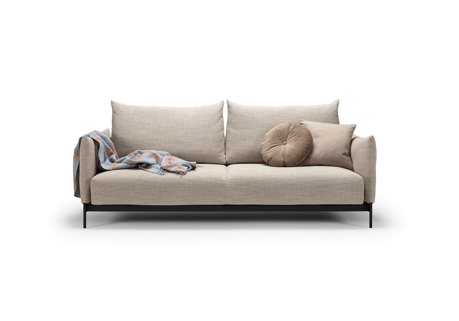 MALLOY SOFABED in KENYA GRAVEL FABRIC WITH Black Metal LEGS 579 by INNOVATION USA