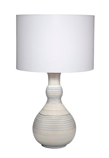 Droplet Ceramic Table Lamp with Linen Shade, Blue by Jamie Young