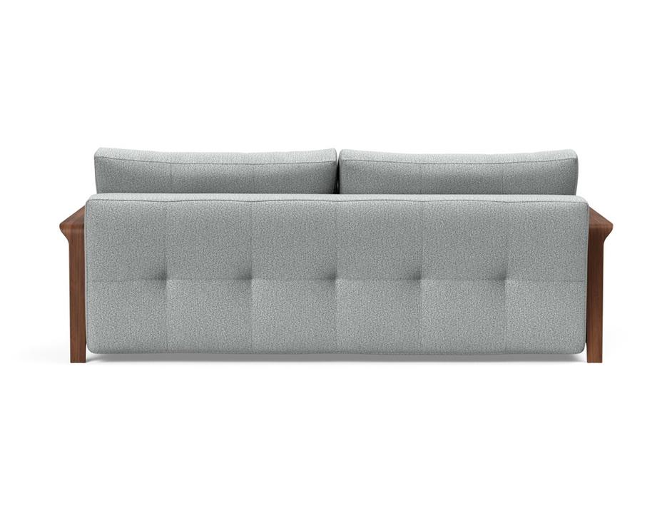 RAN D.E.L. SOFA BED in MELANGE LIGHT GREY FABRIC WITH Dark wood LEGS 538 by INNOVATION USA