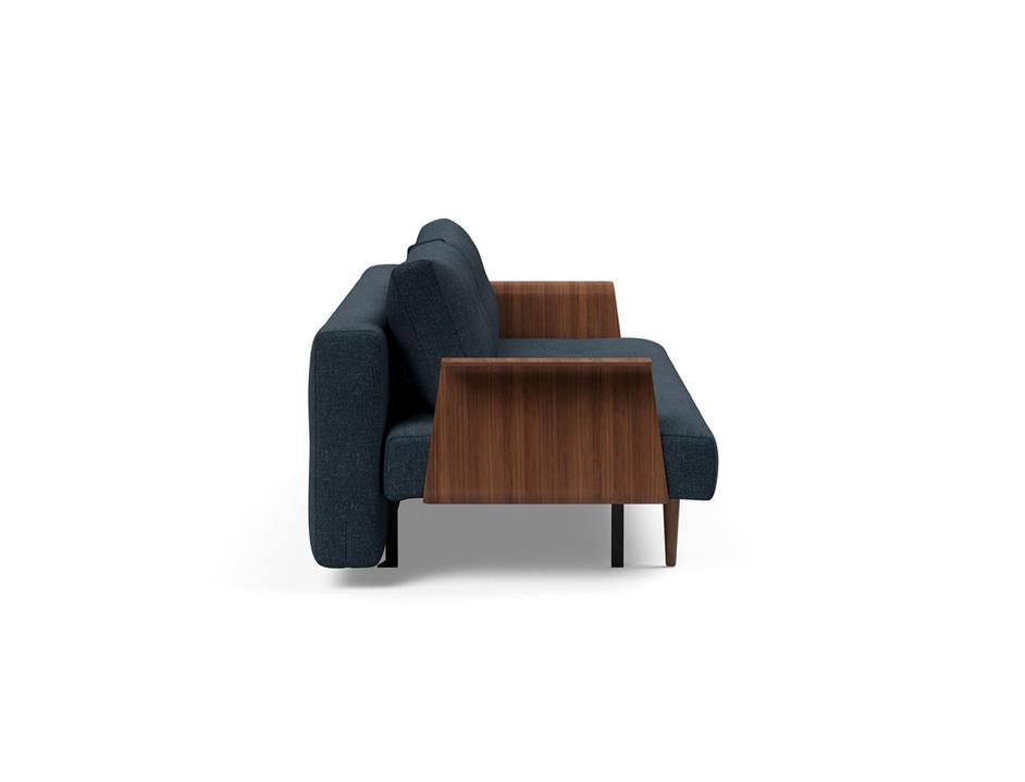 RECAST PLUS SOFABED W/ARMS in NIST BLUE FABRIC WITH Dark wood LEGS 515 by INNOVATION USA