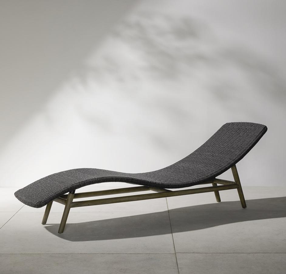 Portia Outdoor Chaise Lounge In Coal by FOUR HANDS