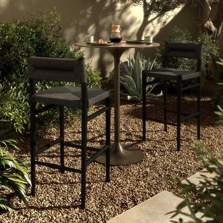 Lomas Bar + Counter Outdoor Stool - Vintage Coal by Four Hands