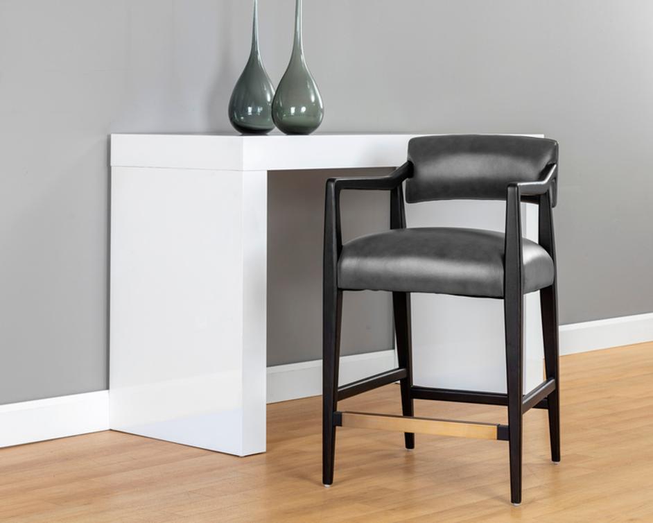 KEAGAN COUNTER STOOL - BRENTWOOD CHARCOAL LEATHER by Sunpan
