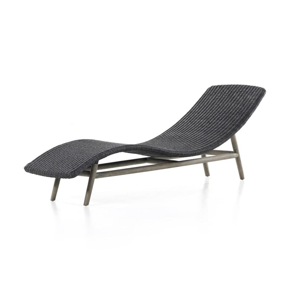Portia Outdoor Chaise Lounge In Coal by FOUR HANDS