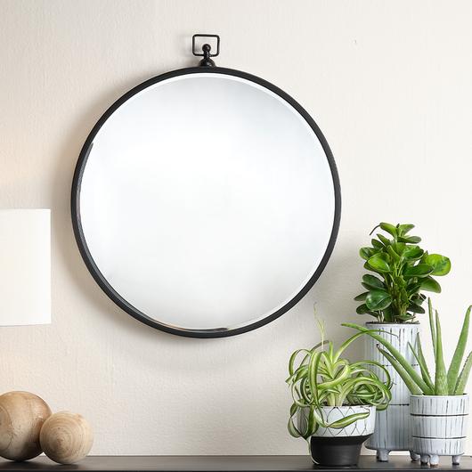 Zoe Iron Round Wall Mirror, Black by Jamie Young