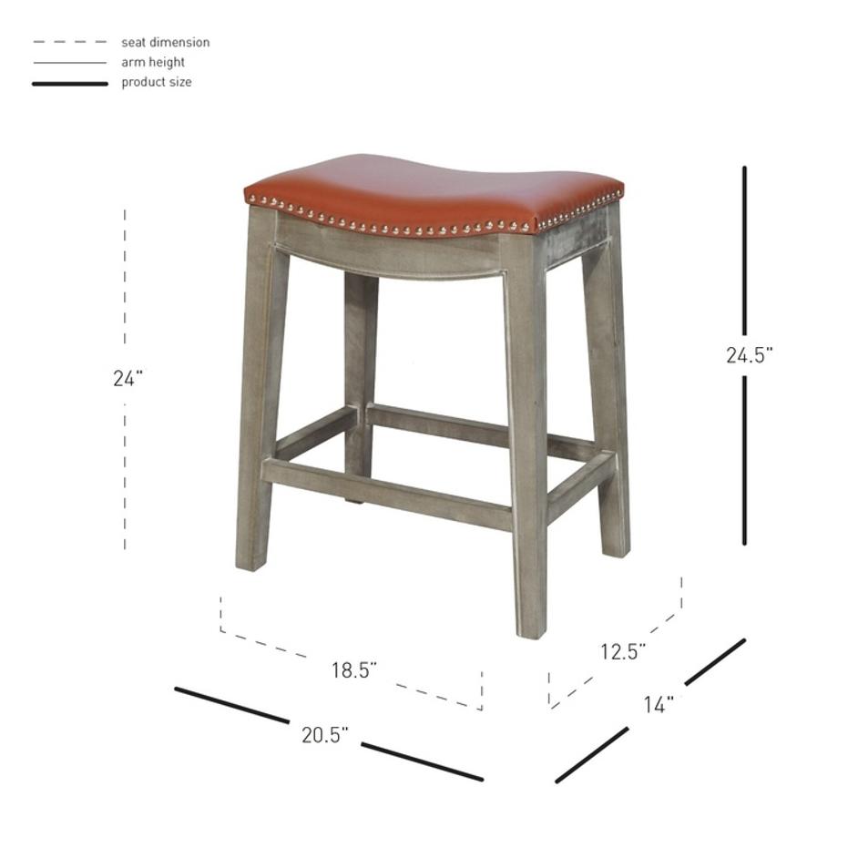 Elmo KD Bonded Leather Counter Stool Mystique Gray Frame, Pumpkin by New Pacific Direct