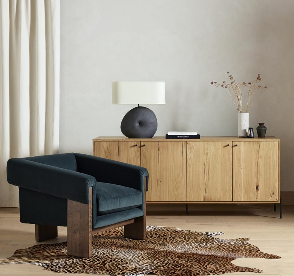 Leopard Printed Hide Rug In Brown & Black by FOUR HANDS