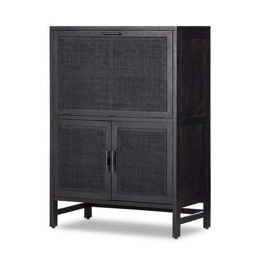 Caprice Bar Cabinet - Black Wash Mango by Four Hands