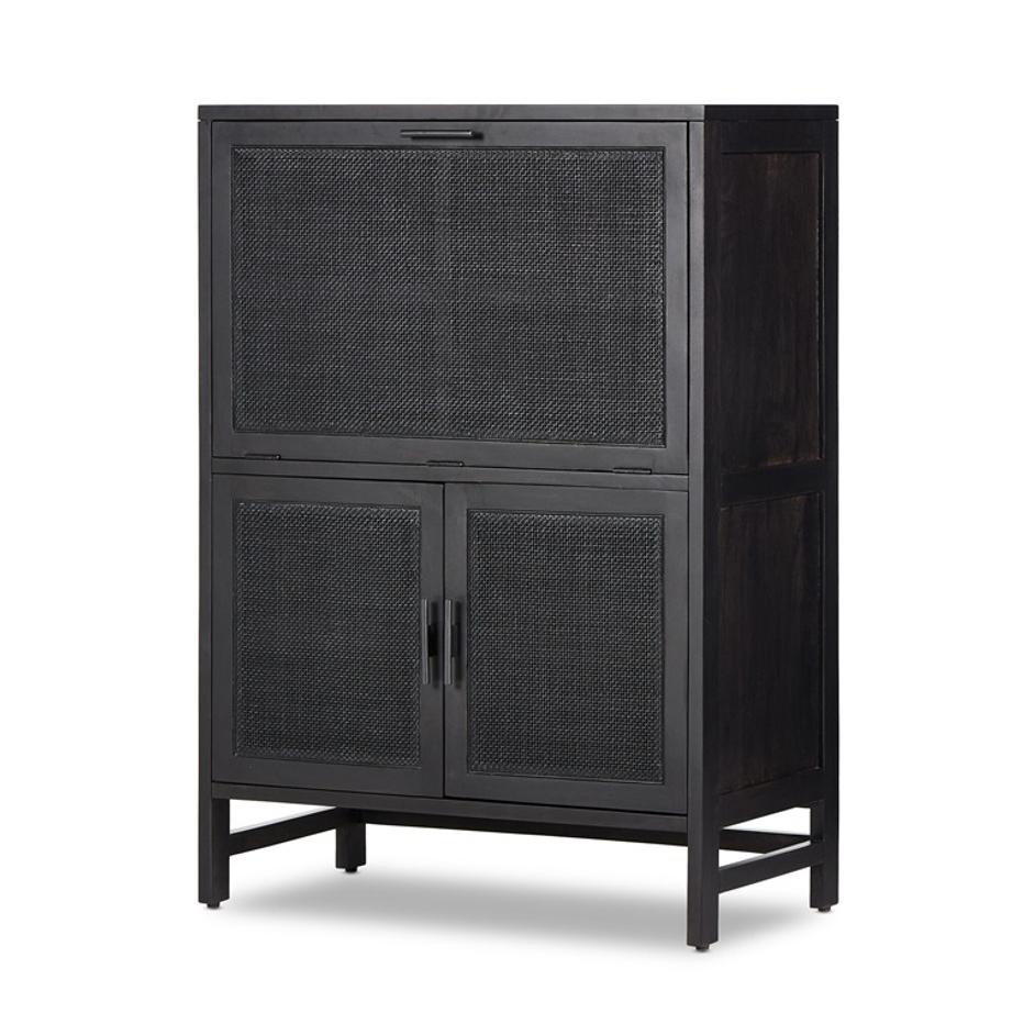 Caprice Bar Cabinet - Black Wash Mango by Four Hands