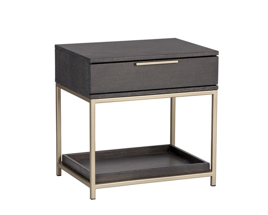 Rebel Nightstand - Gold - Charcoal Grey by Sunpan