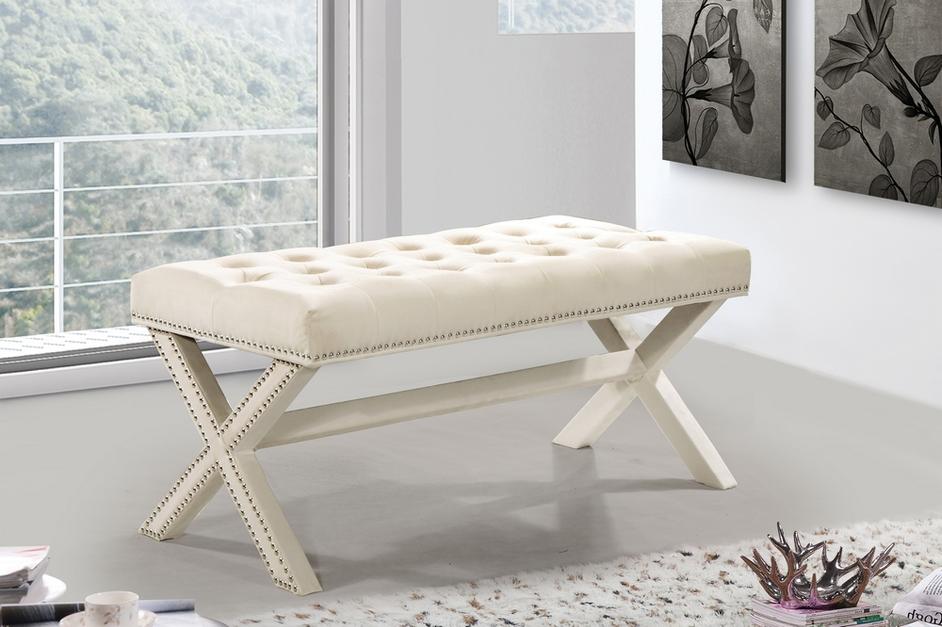 Herbert Bench In Cream Velvet by Meridian Furniture