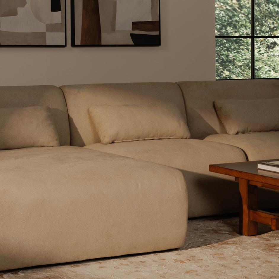 Amelia Right Arm Facing Chaise Warm White by Moes Home