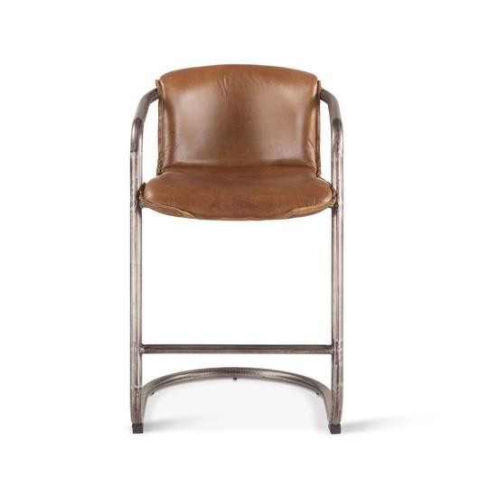 Portofino Distressed Chestnut Leather Counter Chair by Home Trends & Design