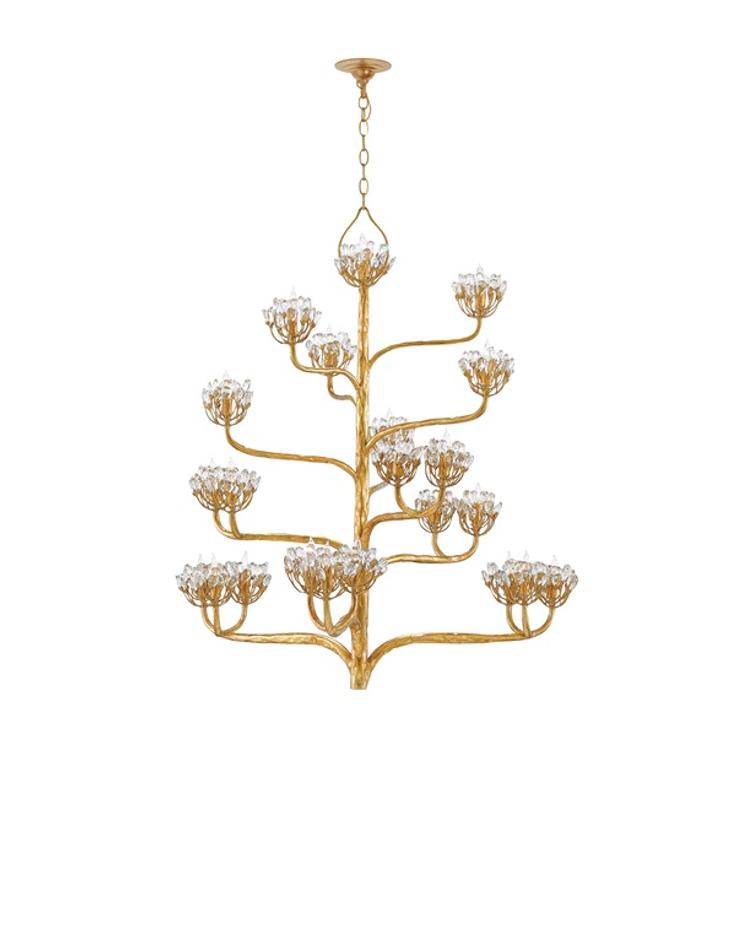 Agavé Americana Gold Chandelier In Dark Contemporary Gold Leaf by Currey & Company