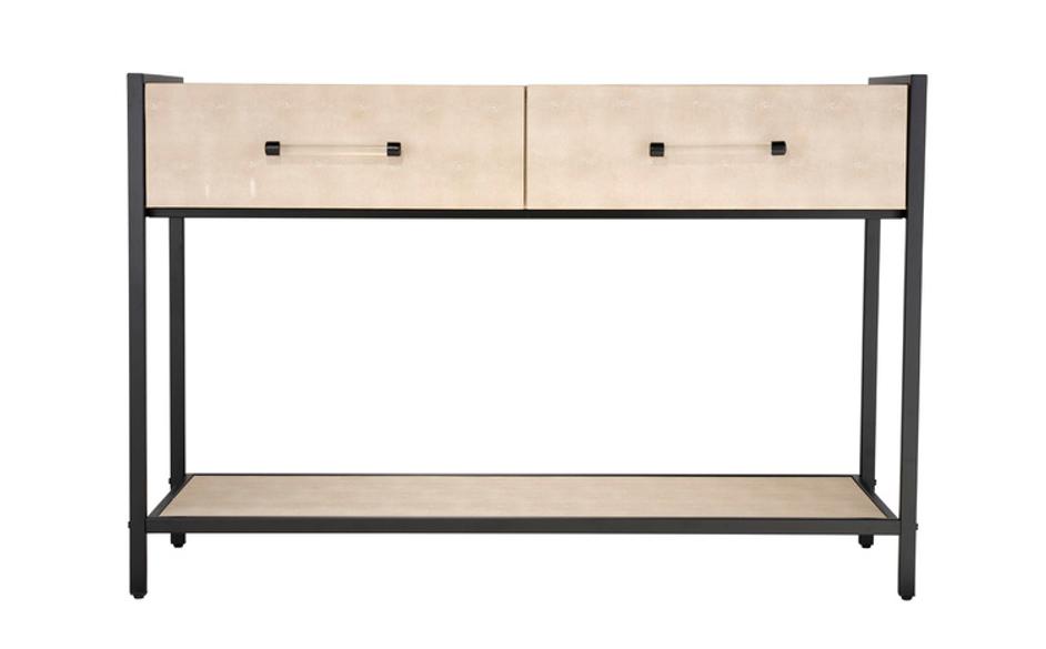 Cassius Faux Shagreen 2-Drawer Console, Taupe by Jamie Young