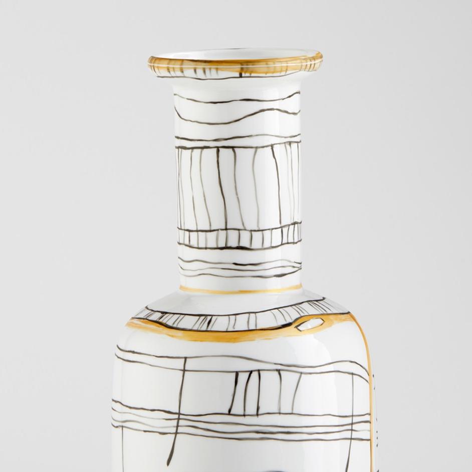 Lindus Vase | Black | White - Medium by Cyan Design