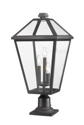 Talbot 3 Light Outdoor Pier Mounted Fixture in Black Finish by Z-Lite