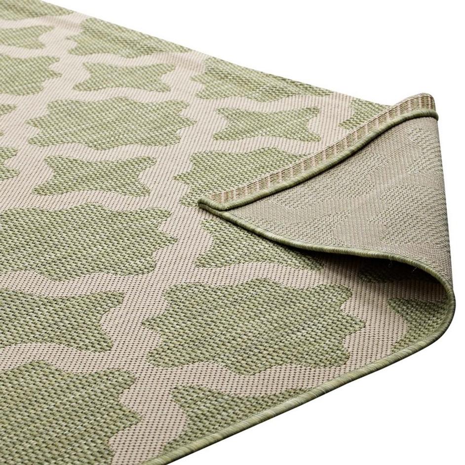 Selena Moroccan Trellis 8X10 Indoor And Outdoor Area Rug In Beige And Light Green by Modway Furniture