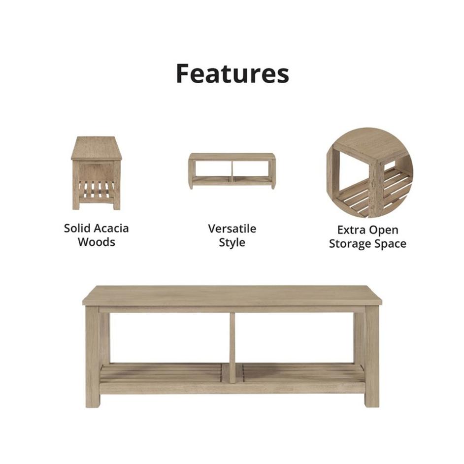 Tiburon KD TV Bench, Drifted Sand by New Pacific Direct