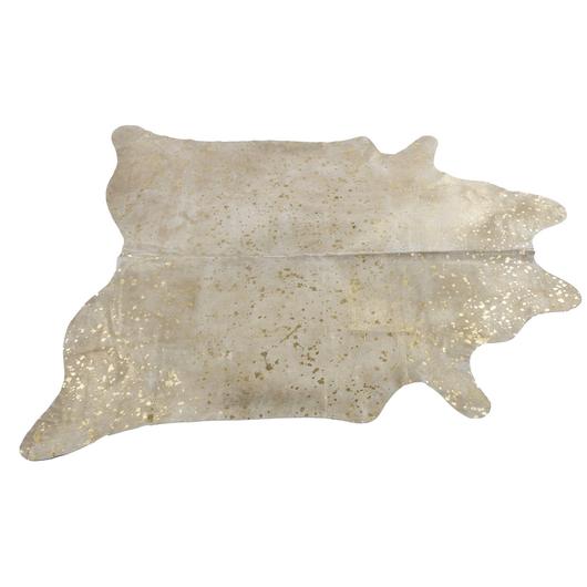 Cowhide - Metallic gold splash on off white by Sunshine Cowhides