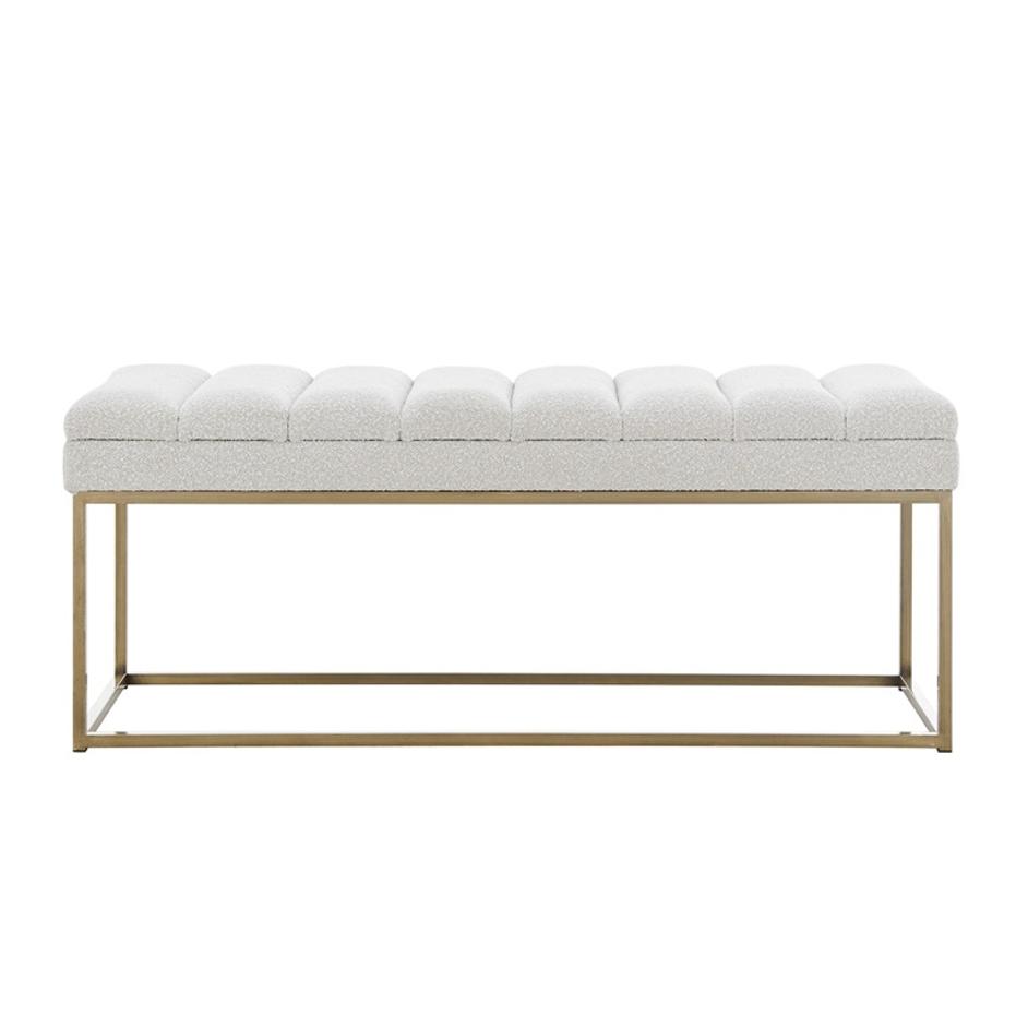 Darius Fabric Bench In Boucle Beige by New Pacific Direct