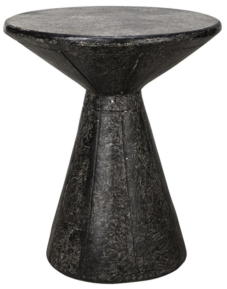 Pedestal Fiber Cement Side Table in Black Finish by Noir Furniture