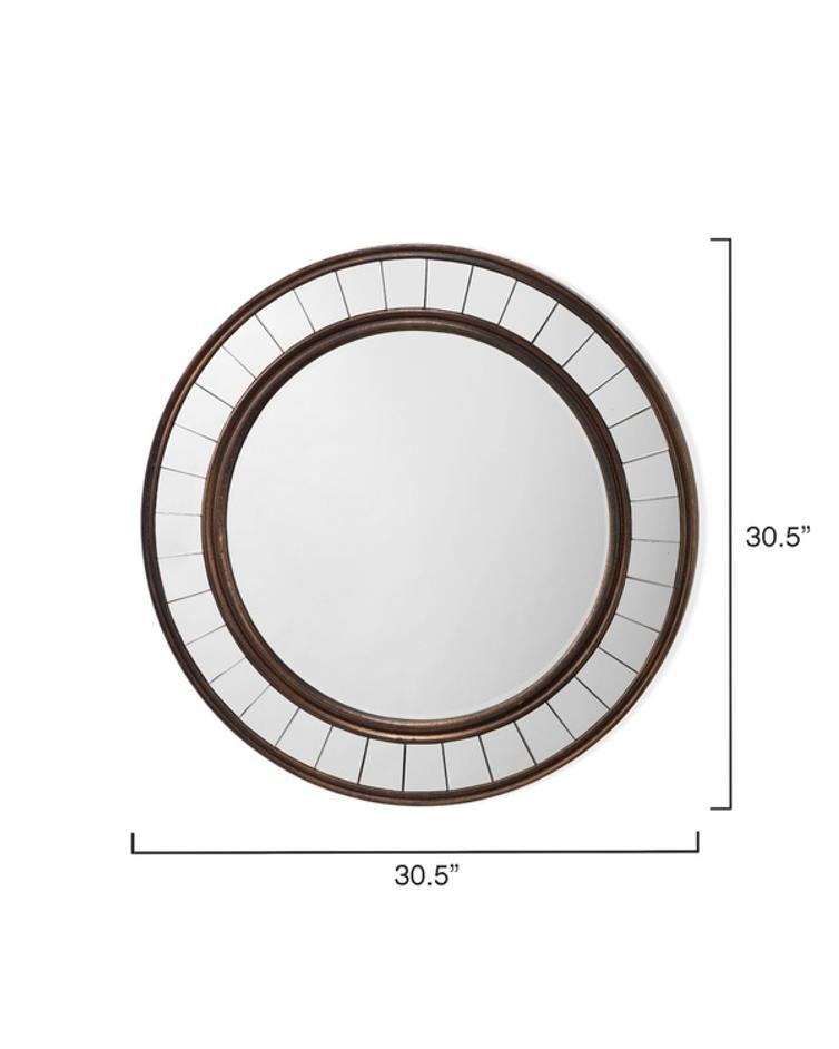 Coltrane Wood Round Wall Mirror, Antique Bronze by Jamie Young