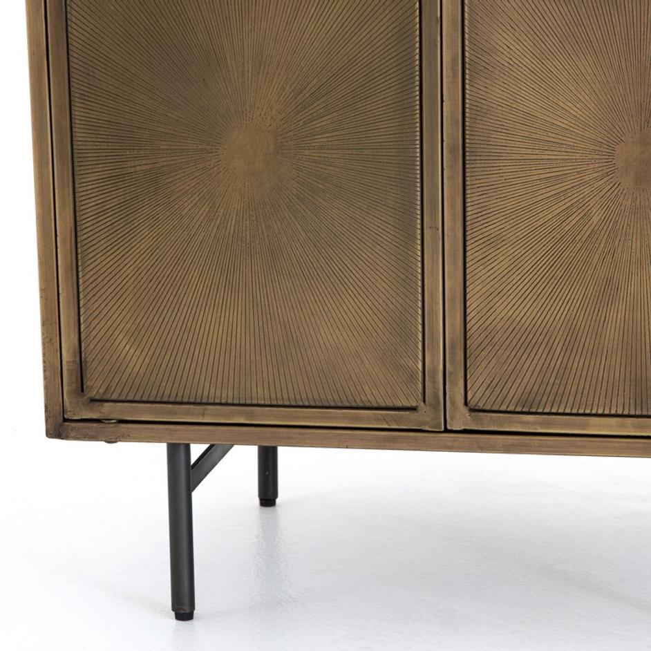 Sunburst Cabinet Nightstand-Aged Brass by FOUR HANDS