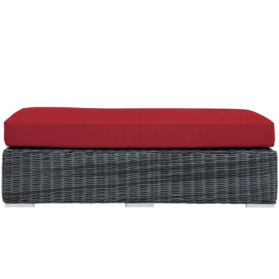 Kindle Outdoor Patio Sunbrella® Rectangle Ottoman In Canvas Red by Modway Furniture