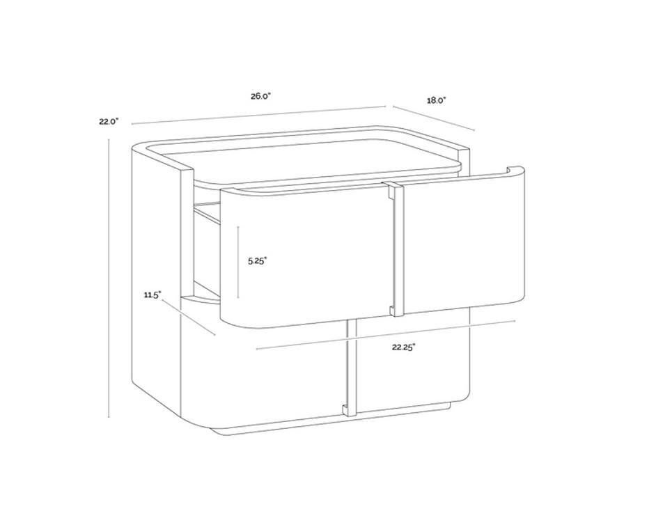 JAMILLE NIGHTSTAND - SMALL - CREAM by Sunpan