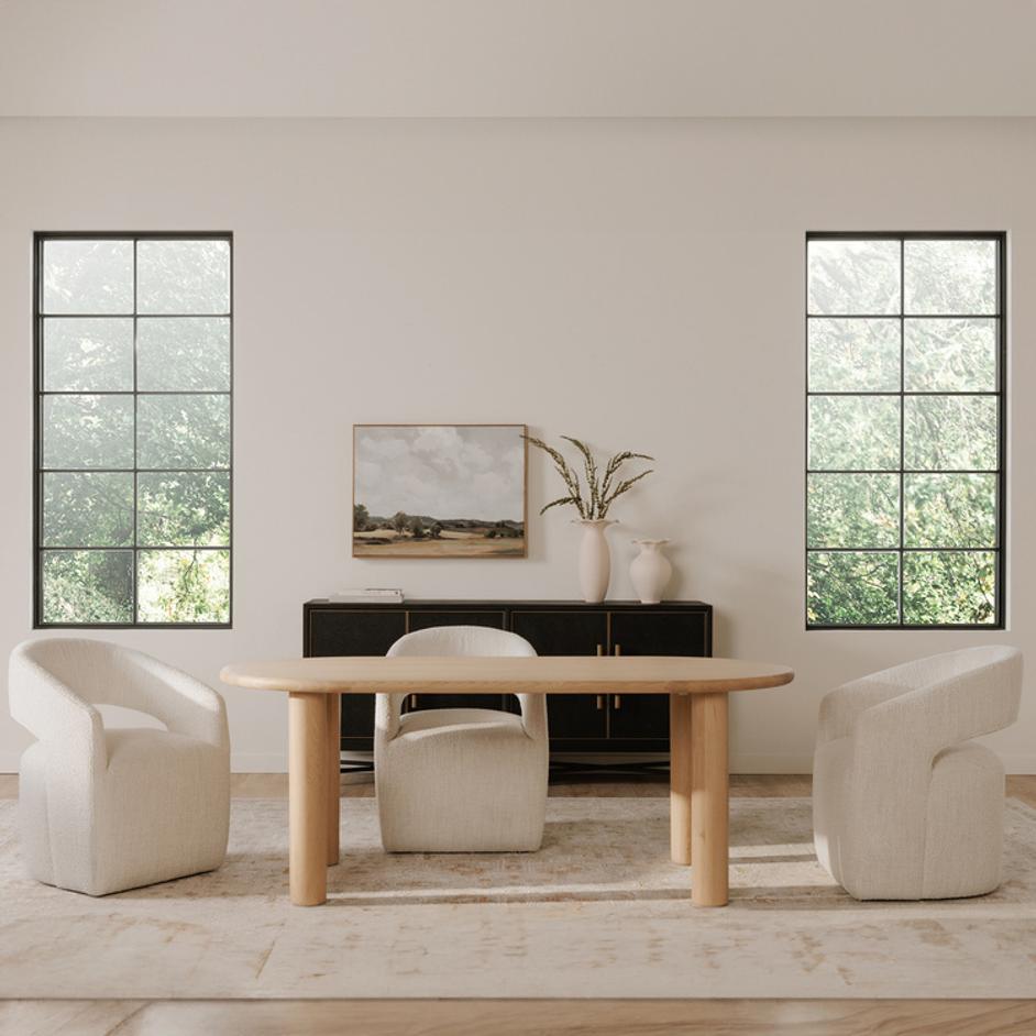 Barrow Rolling Dining Chair White Mist by Moes Home