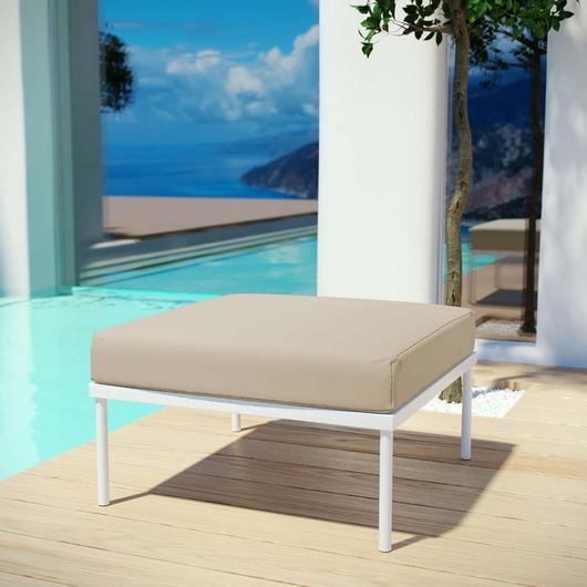 Concord Outdoor Patio Aluminum Ottoman In White Beige by Modway Furniture