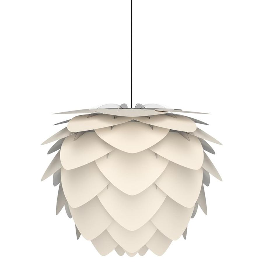 Aluvia Medium Plug-In Pendant in Pearl with Black Cord by UMAGE
