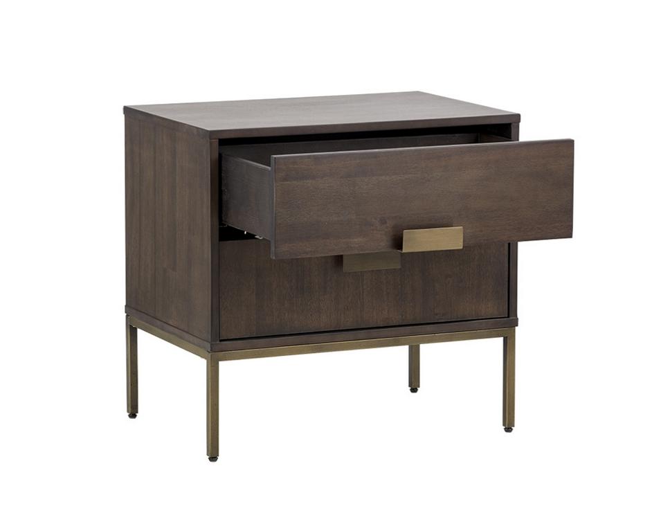 Jade Nightstand - Antique Brass - Dark Mango by Sunpan