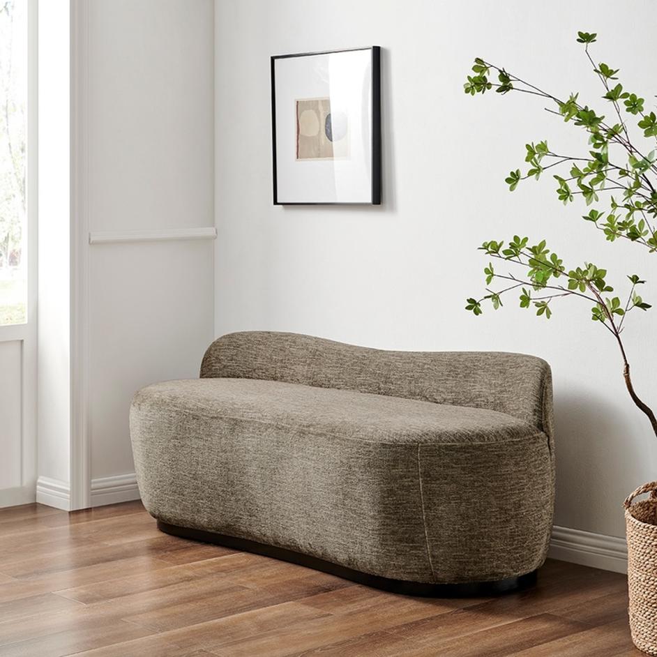 Mandy Fabric Bench, Pasadena Taupe by New Pacific Direct
