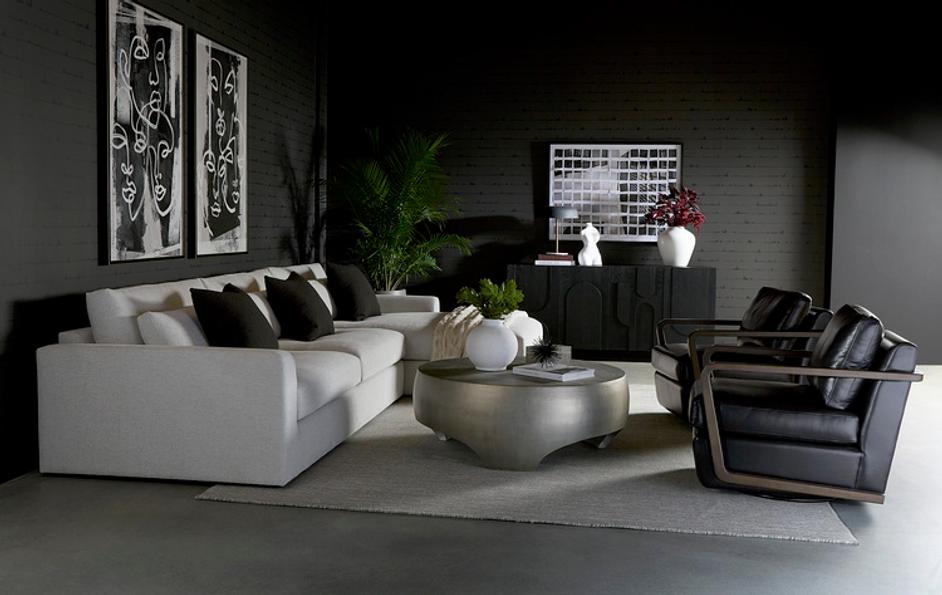 CASTELL SWIVEL LOUNGE CHAIR - BROWN - CORTINA BLACK LEATHER by Sunpan