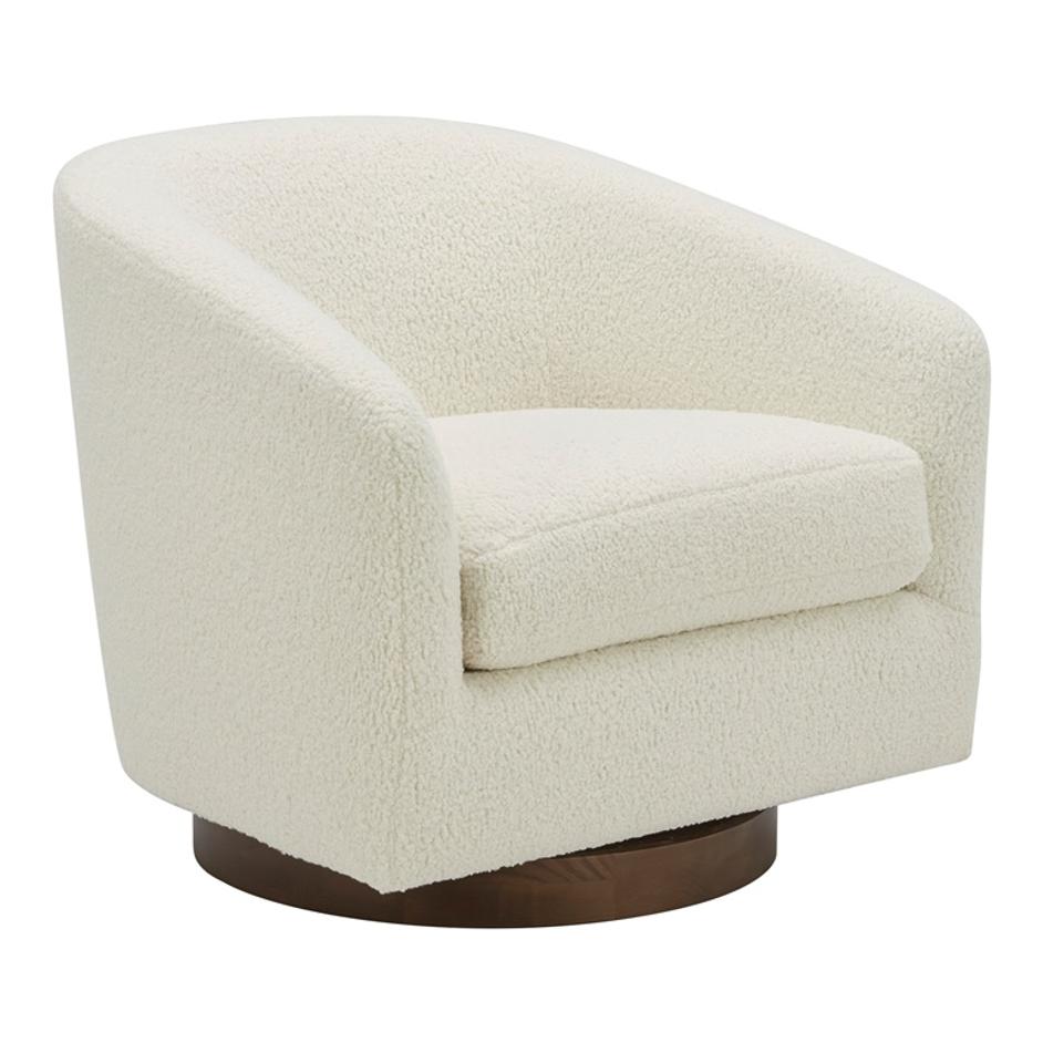OSCY SWIVEL CHAIR VEGAN SHEARLING WHITE by Moes Home