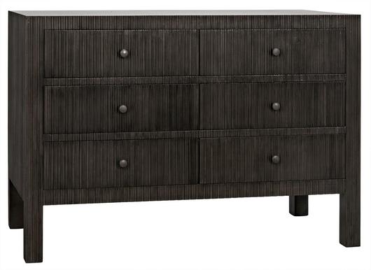 Conrad 6-Drawer Mahogany and Veneer Dresser with Brass Pulls in Pale Finish by Noir Furniture