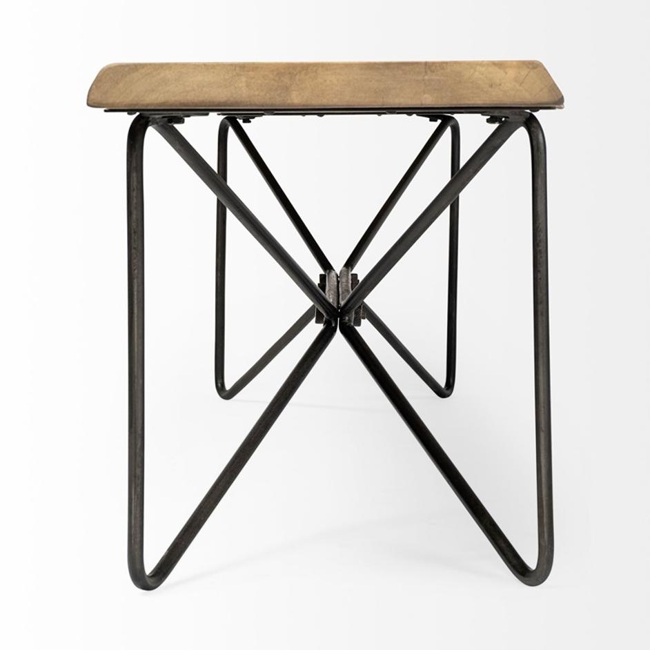 Papillion III 66L x 16W Blonde Wood And Iron Dining Bench by Mercana