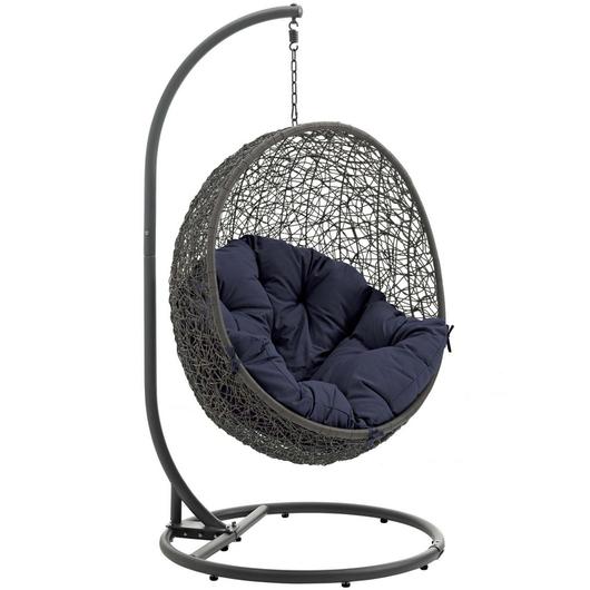 Segreto Outdoor Patio Swing Chair With Stand In Gray Navy by Modway Furniture