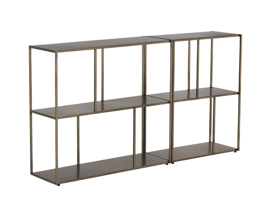 Eiffel Low Bookcase - Small - Antique Brass by Sunpan