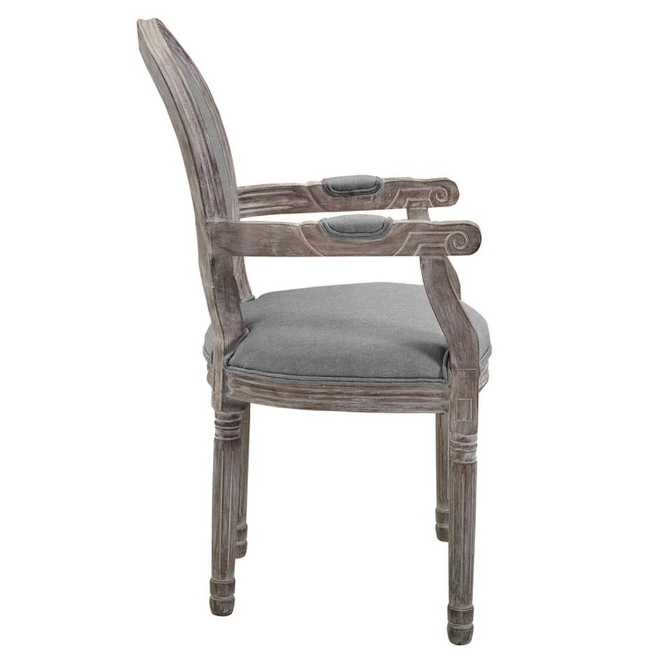 Lida Vintage French Upholstered Fabric Dining Armchair In Light Gray by Modway Furniture
